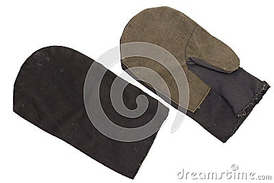 Pair of cotton mittens. hands protection. isolated Stock Photo