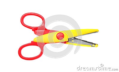 Pair of craft scissors on white Stock Photo