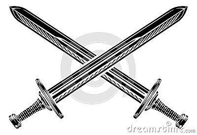 Crossed Swords Illustration Vector Illustration