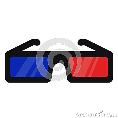 A pair of cute cartoon style 3D cinema glasses. Vector Illustration