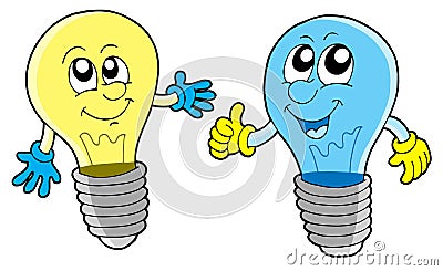 Pair of cute lightbulbs Vector Illustration