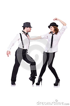 Pair of dancers dancing Stock Photo