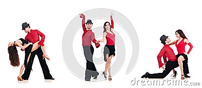 The pair of dancers isolated on the white Stock Photo