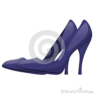 Pair of dark blue shoes with high heels. Isolated on white background. Vector illustration Stock Photo