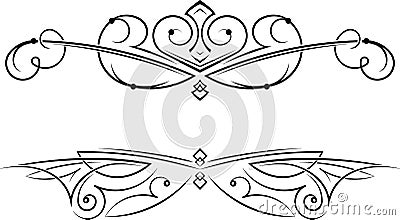 Pair of decorative swirls elements, dividers, page decors. Vector Illustration