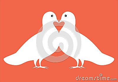 Pair of doves in love illustration valentine card Vector Illustration