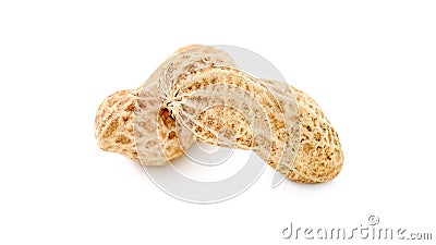 A pair of dried peanuts isolated against white background Stock Photo