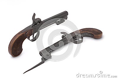 Pair duel cap guns (pistol) of the 19th century Stock Photo