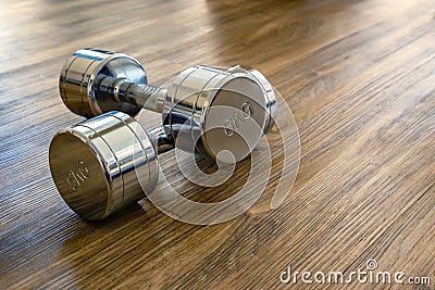 A Pair of Dumbells in a Sport Fitness Stock Photo