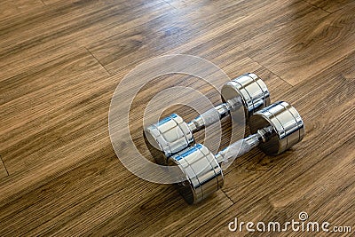 A Pair of Dumbells in a Sport Fitness Stock Photo