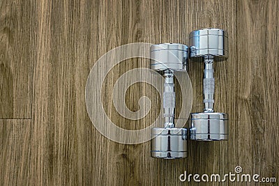 Pair of Dumbells in a Sport Fitness Room Stock Photo