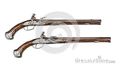 Vintage pair of pistols Stock Photo