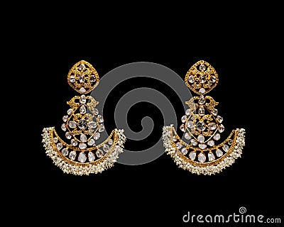 Pair of Earrings with diamonds Stock Photo