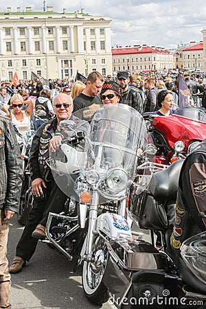 A pair of elderly bikers from France. Editorial Stock Photo