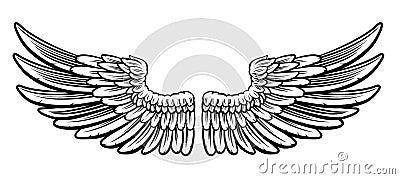 Pair of Etched Wings Vector Illustration