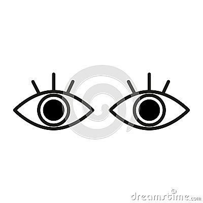 Pair eyes with eyelash. Icons of open eyes. Vector illustration. EPS 10. Vector Illustration