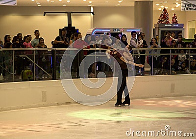 Pair figure skating performance on Galleria Dallas Editorial Stock Photo