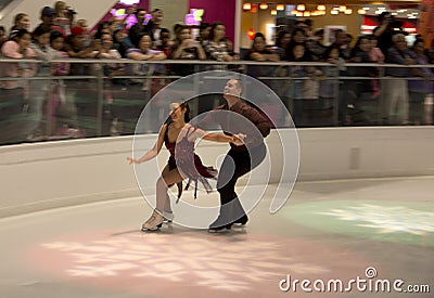 Pair figure skating performance on Galleria Dallas Editorial Stock Photo