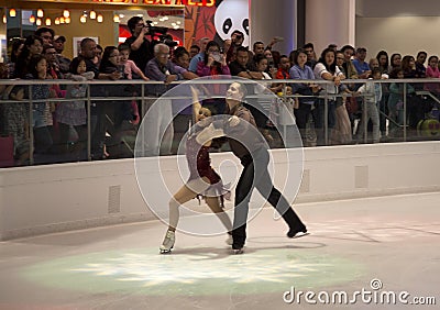 Pair figure skating performance on Galleria Dallas Editorial Stock Photo