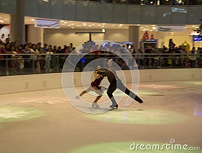 Pair figure skating performance on holiday Galleria Dallas Editorial Stock Photo