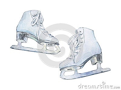 Pair of figure skating shoes watercolor Stock Photo