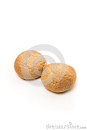 Pair Fresh baked wholegrain buns Stock Photo