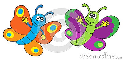 Pair of funny butterflies Vector Illustration