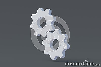 Pair of gears on black background. Engineering technology. Mechanism development Stock Photo