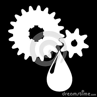 The pair of gears and a drop of oil. Vector Illustration