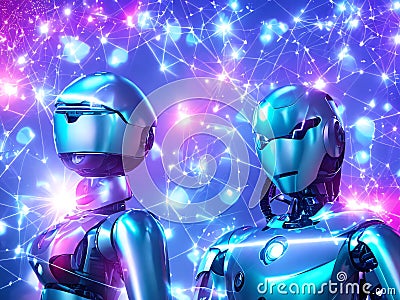 Futuristic robots with a unique sense of style Stock Photo