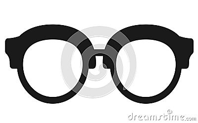 A pair of glasses spectacles bold black silhouette against a white backdrop Cartoon Illustration