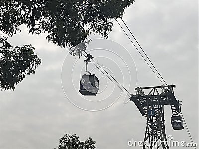 A pair of gondola lifts at Tung Chung, Lantau Stock Photo