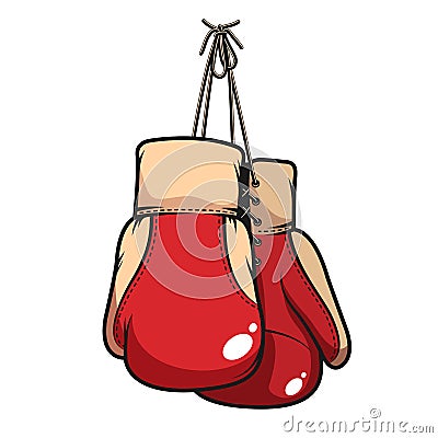 Pair of hanging boxing gloves Vector Illustration