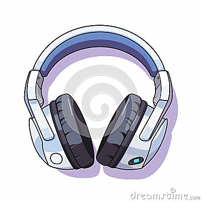 Colorful Manga Style Headphones On White Background Stock Photo