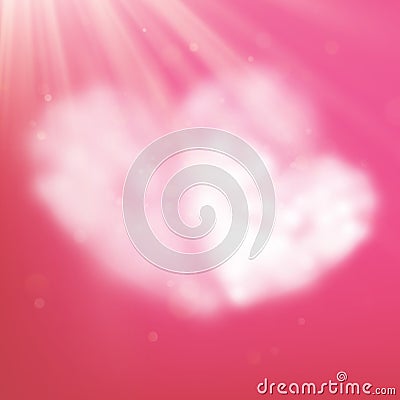 Pair heart shaped cloud in the pink sky. Valentine s day. EPS 10 Vector Illustration