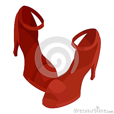 Pair of high heel red female shoes icon Vector Illustration