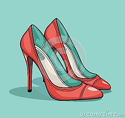 Pair of high heel shoes. fashion. fashionable shoe vector Vector Illustration