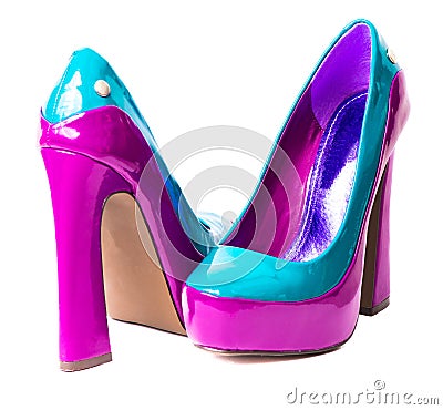 Pair of high heel shoes on white Stock Photo