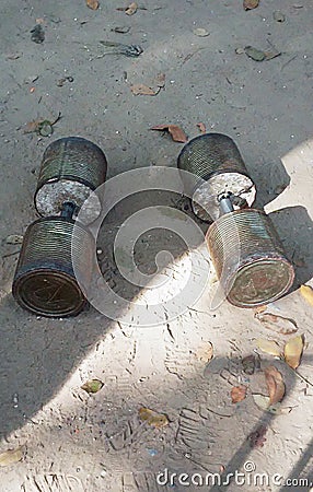 A pair of homemade dumbells Stock Photo