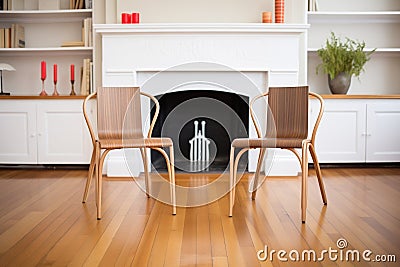 pair of iconic bentwood chairs on parquet flooring Stock Photo