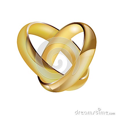 A pair of intertwined wedding rings Vector Illustration