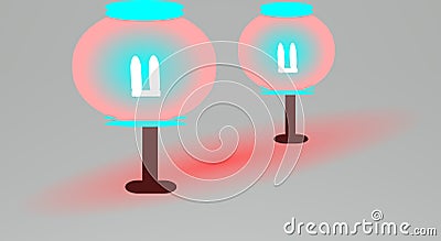 A pair of lit up lamps Stock Photo