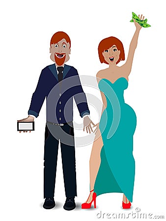 A pair of lovers on a white background Cartoon Illustration