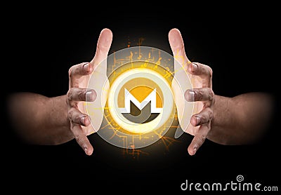 Hands Grasping Cryptocurrency Editorial Stock Photo