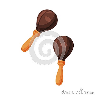 Pair of Maracas Percussion Musical Instrument Flat Style Vector Illustration on White Background Vector Illustration