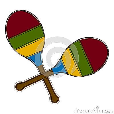 Pair of maracas sketch. Musical instrument Vector Illustration