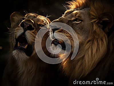 pair of mating lions Stock Photo