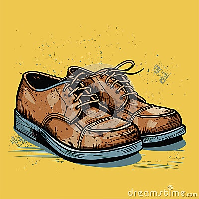 A pair of men's very worn and dirty shoes, simple vector Vector Illustration
