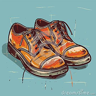 A pair of men's very worn and dirty shoes, simple vector Vector Illustration