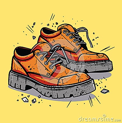 A pair of men's very worn and dirty shoes, simple vector Vector Illustration